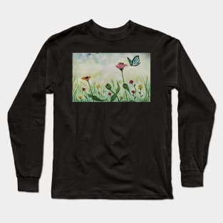 Butterfly with flowers Long Sleeve T-Shirt